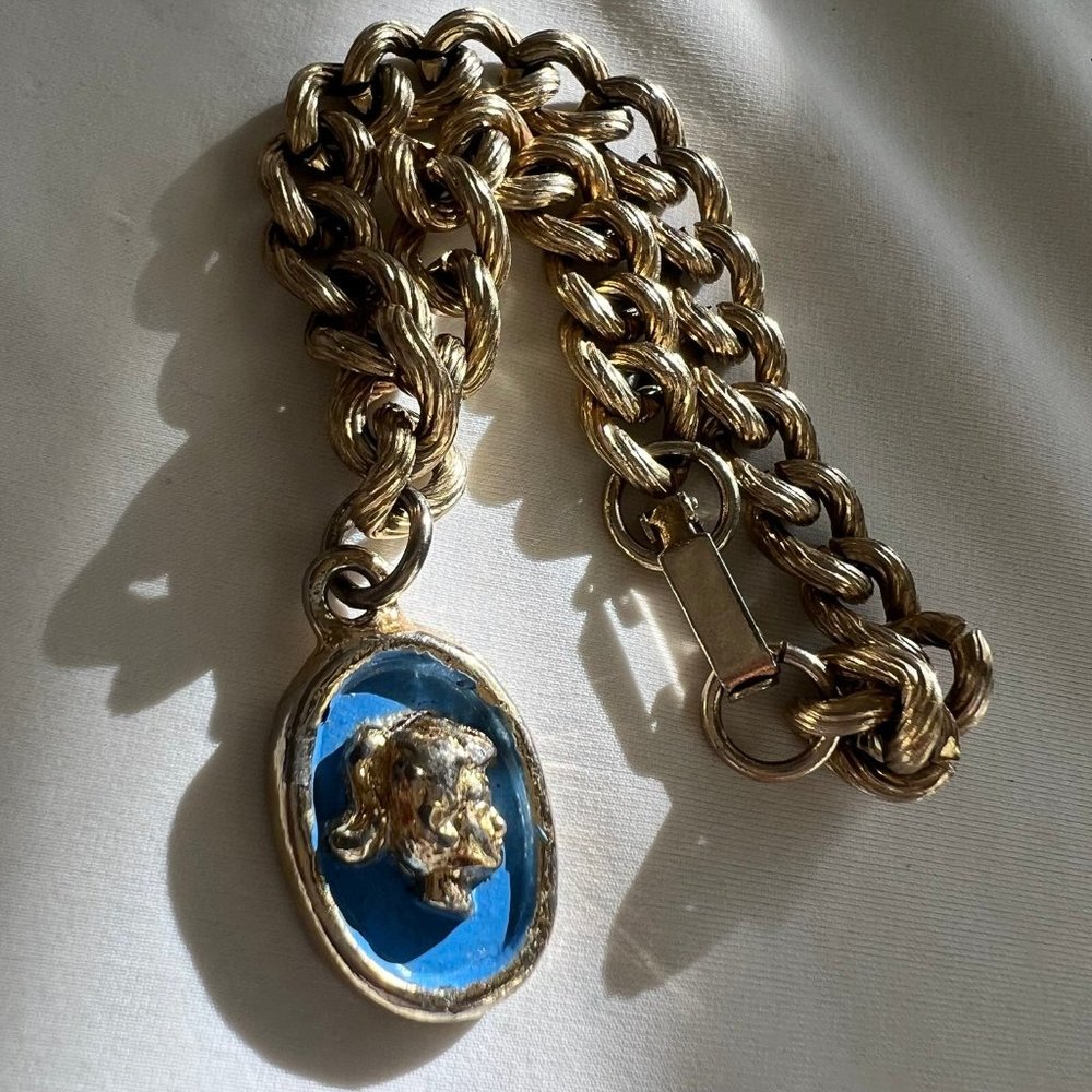 Vintage Mattel INC 1963 Barbie Charm Gold Tone Chain Estate Costume Bracelet